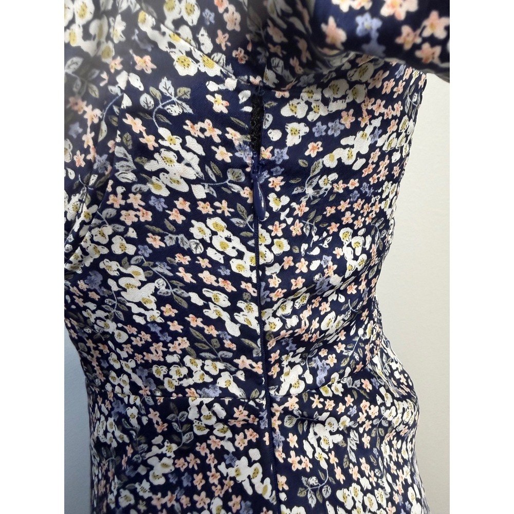 ASTR‎ The Label Navy Sylvie Ditsy Floral Sweetheart Midi Dress Puff Sleeve Small - Picture 5 of 8